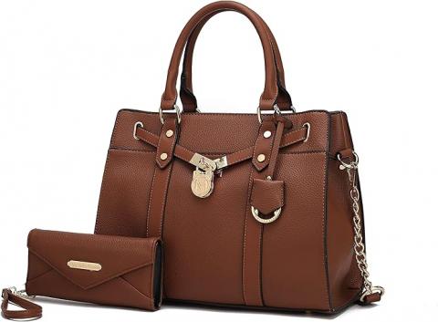 MKF Crossbody Tote Bag for Women & Wristlet Wallet Purse Set – PU Leather Top-Handle Satchel Shoulder Handbag Black